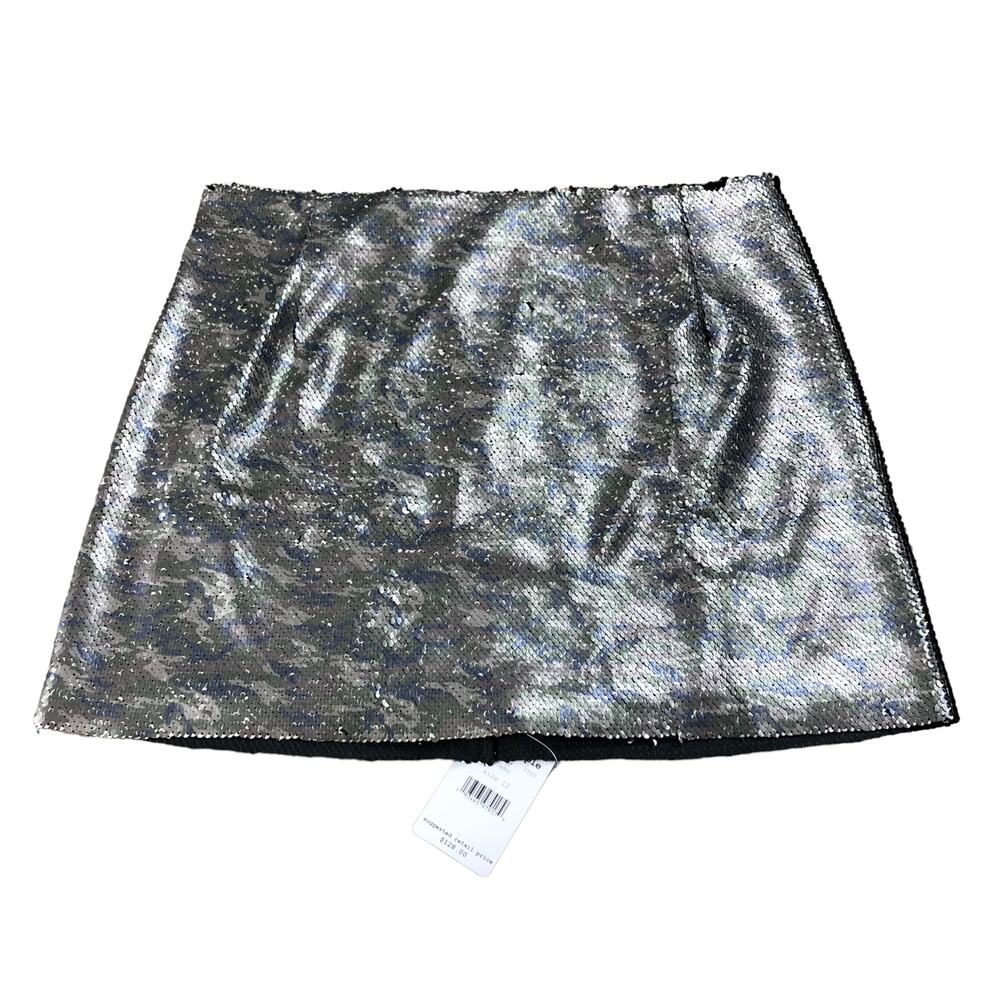 FREE PEOPLE Skirt Camo Sequin Bandage Mini Skirt Size 12 NWT Glam